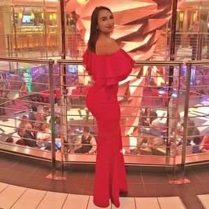 Red Ruffled Top Dress